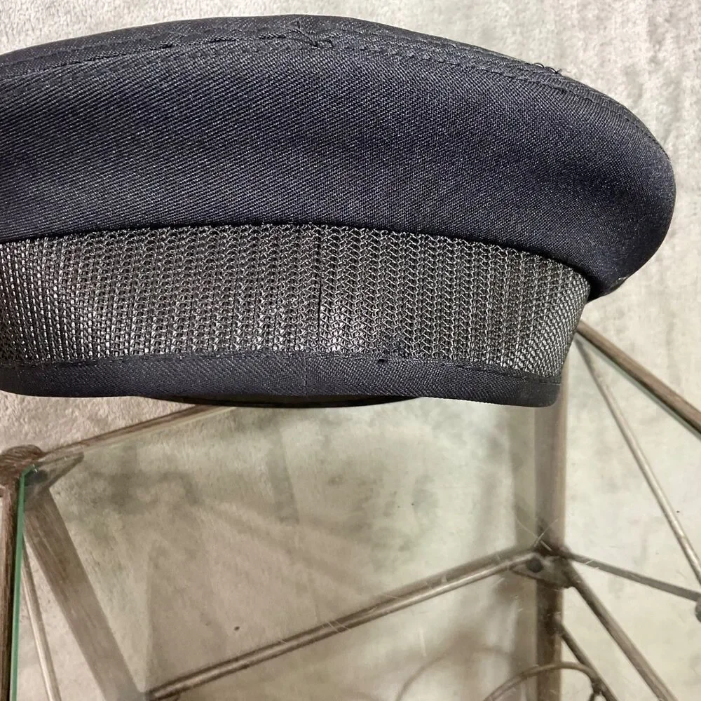5 Star Police Hat Midway Cap Co. Black Strap Silver P Button size 7 3/8